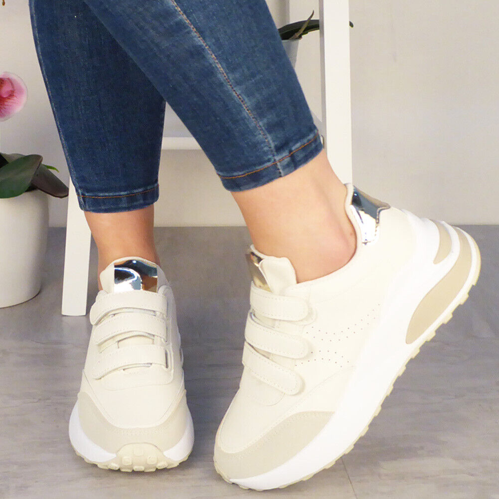 ZAYLA Beige Trainners Pumps Straps Jogging Shoes