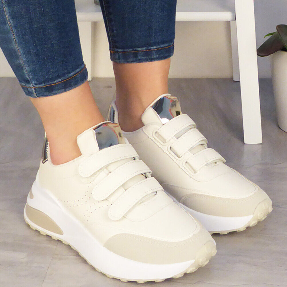 ZAYLA Beige Trainners Pumps Straps Jogging Shoes