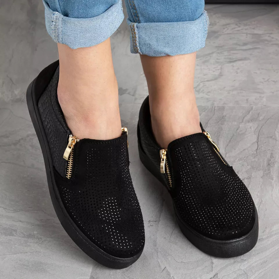 Adele Black Fling Zip Gym Shoes
