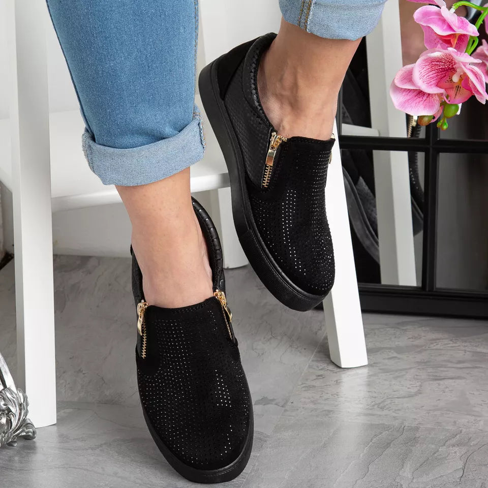 Adele Black Fling Zip Gym Shoes