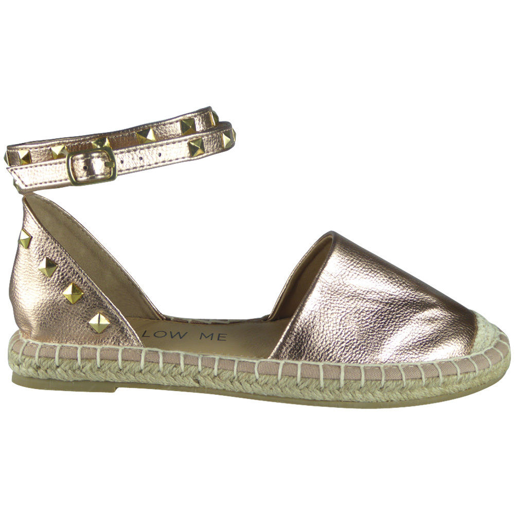 "LUCY" Rose Gold Ankle Strap Studded Sandles