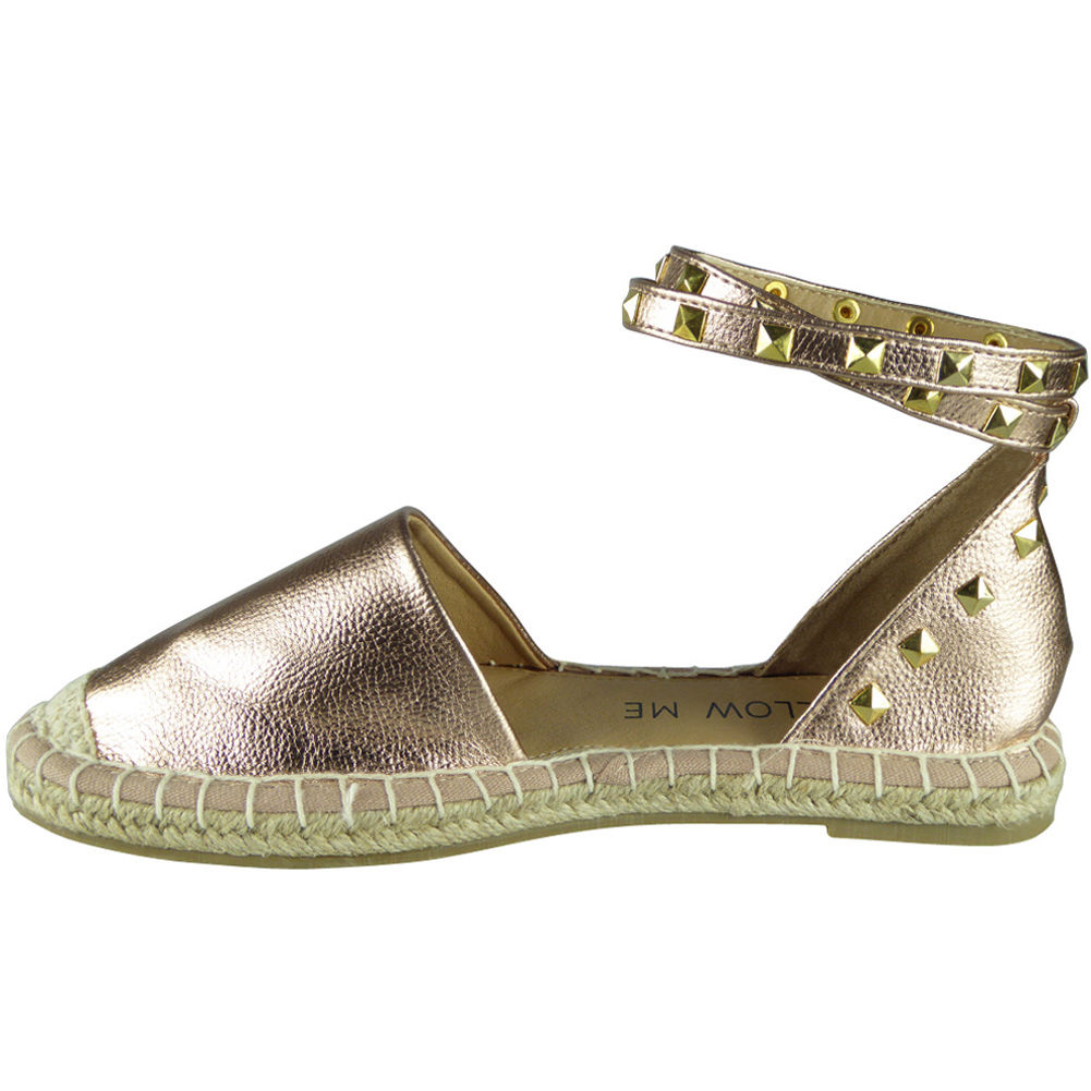 "LUCY" Rose Gold Ankle Strap Studded Sandles