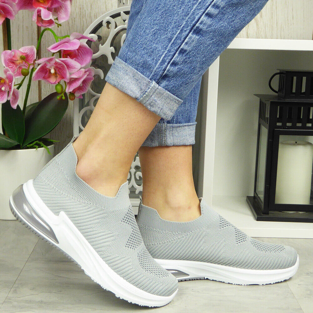 NATASCHA Grey Sock Plimsole Trainer Shoes