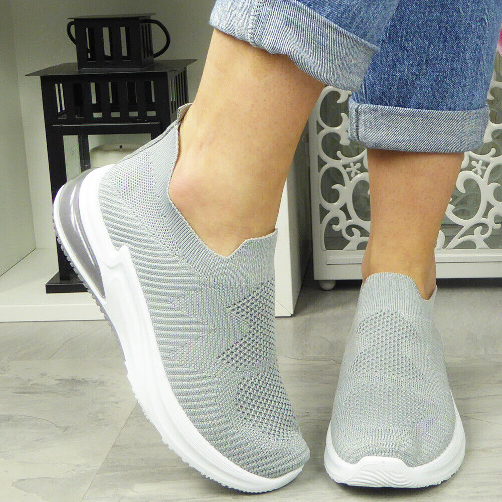 NATASCHA Grey Sock Plimsole Trainer Shoes