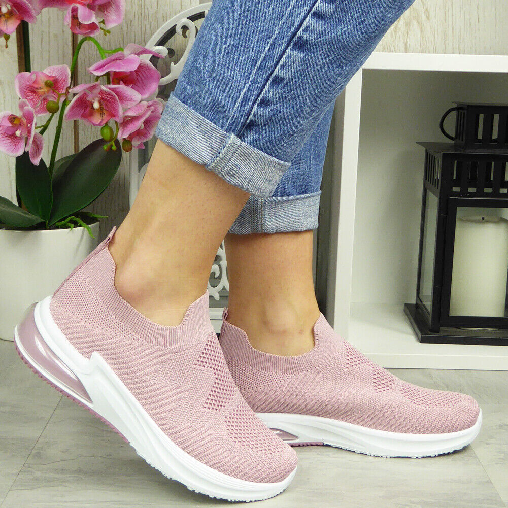NATASCHA Pink Sock Plimsole Trainer Shoes