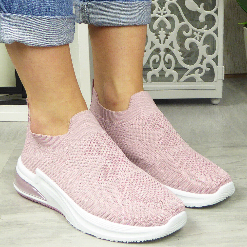 NATASCHA Pink Sock Plimsole Trainer Shoes