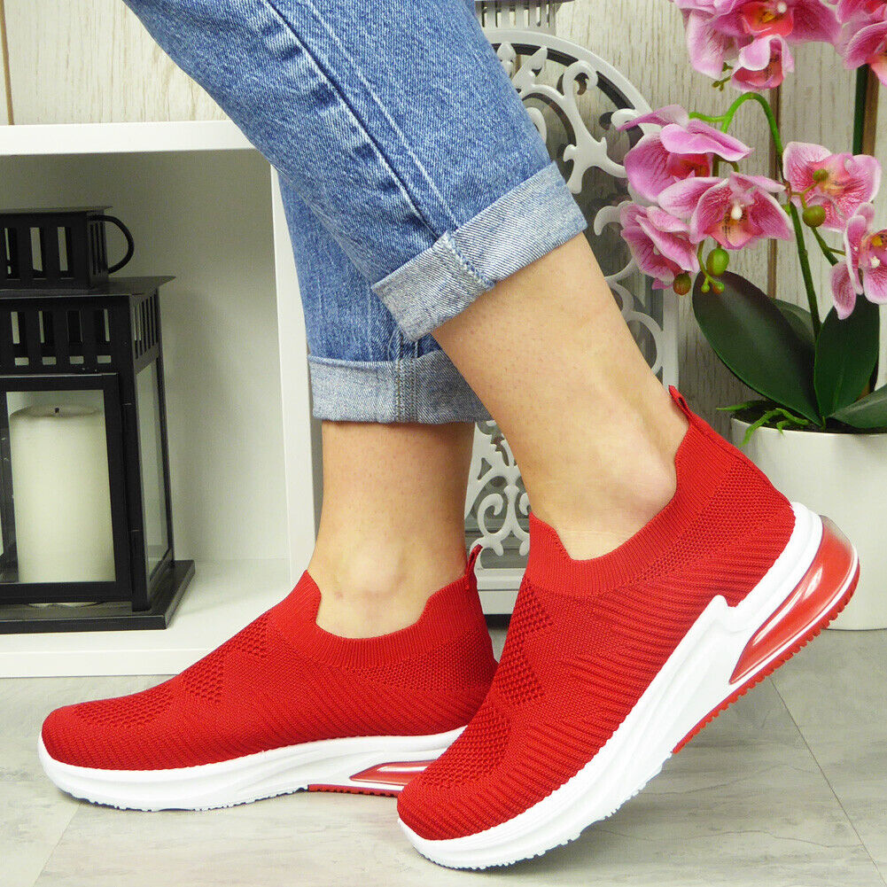 NATASCHA Red Sock Plimsole Trainer Shoes