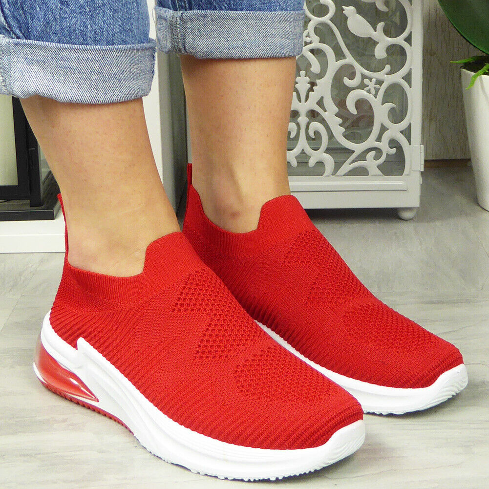 NATASCHA Red Sock Plimsole Trainer Shoes