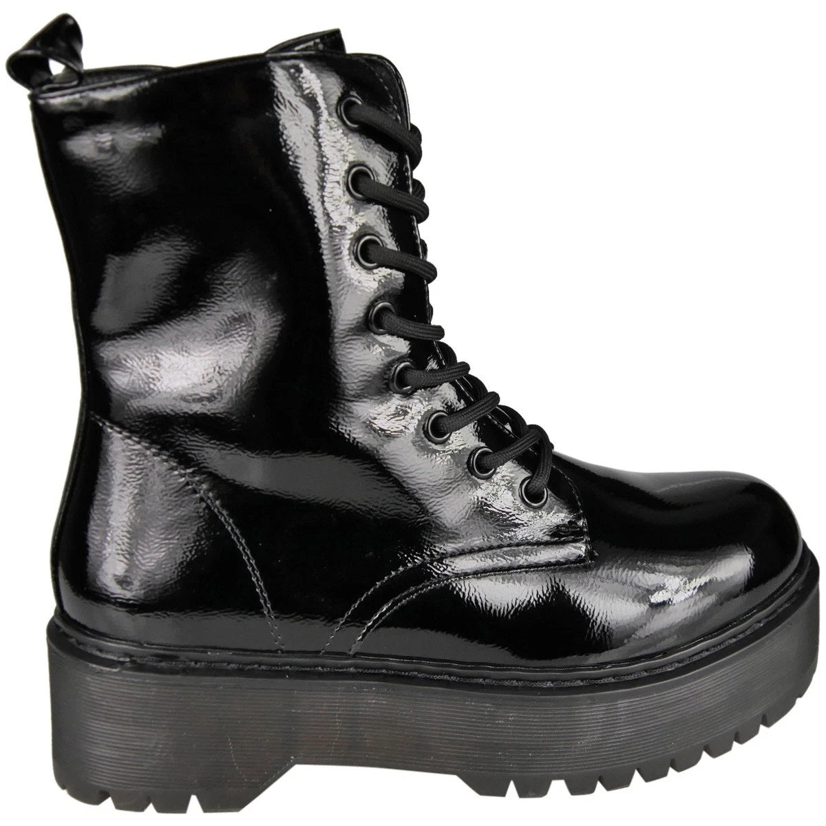 SLOAN Black Goth Punk Lace Up Zip Warm Comfy Grip Ankle Boots