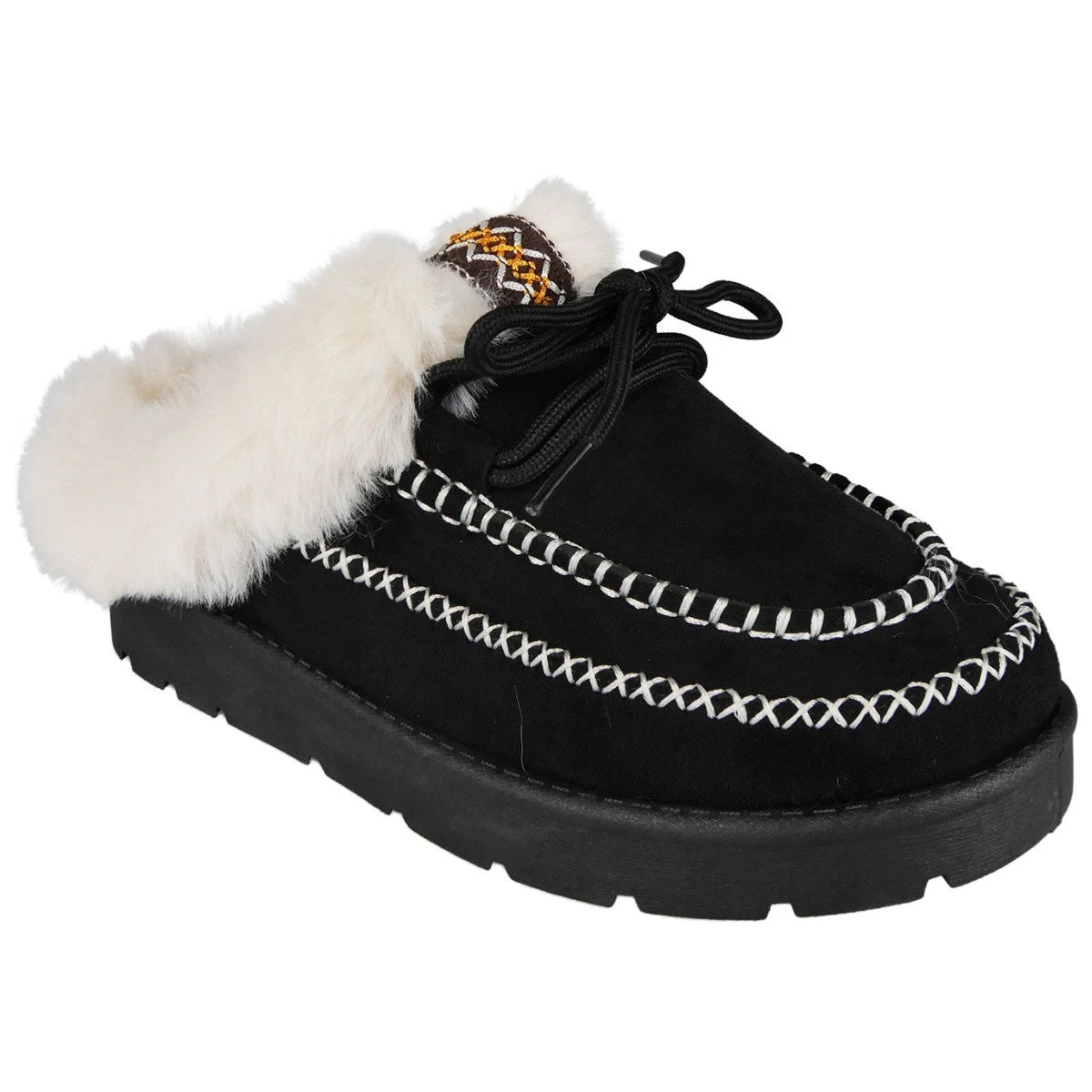 Ladeis Faux Fur Slip on Slippers In Out Door Warm Shoes