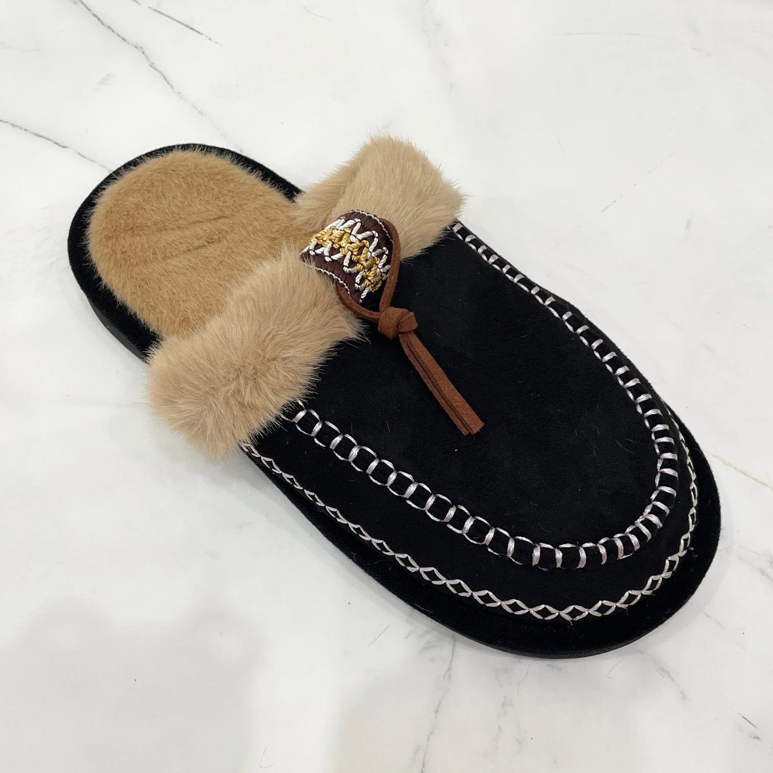 Ladies Faux Fur Lined Shoes In Out Door Slippers