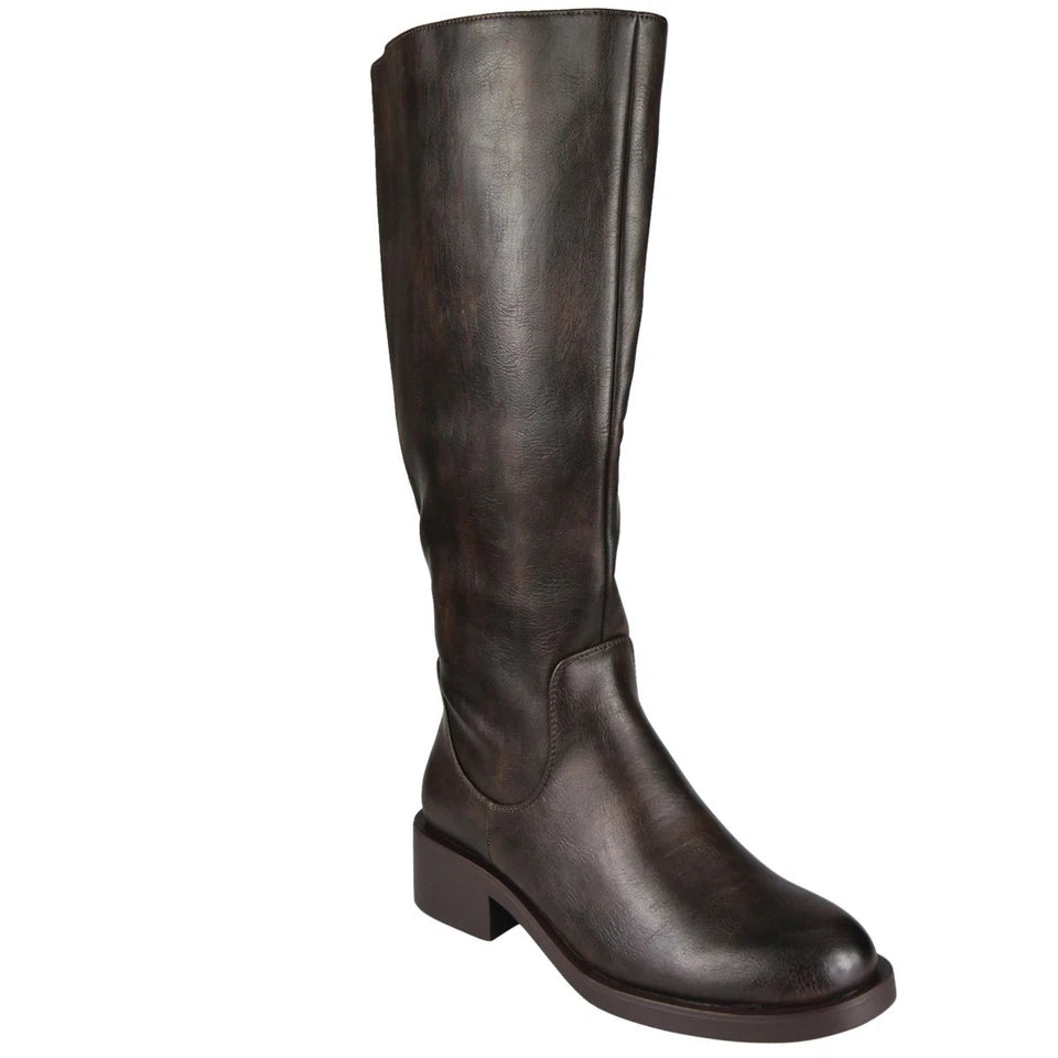 Ladies Mid Claf Boots Comfy Faux Leather Elastic Zip Womens Casual Warm Lined Winter Shoes