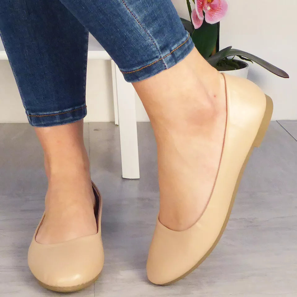 ZULY Beige Comfy Work School Smart Shoes