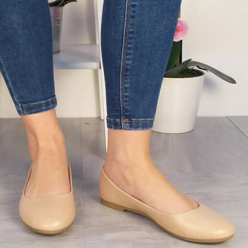ZULY Beige Comfy Work School Smart Shoes
