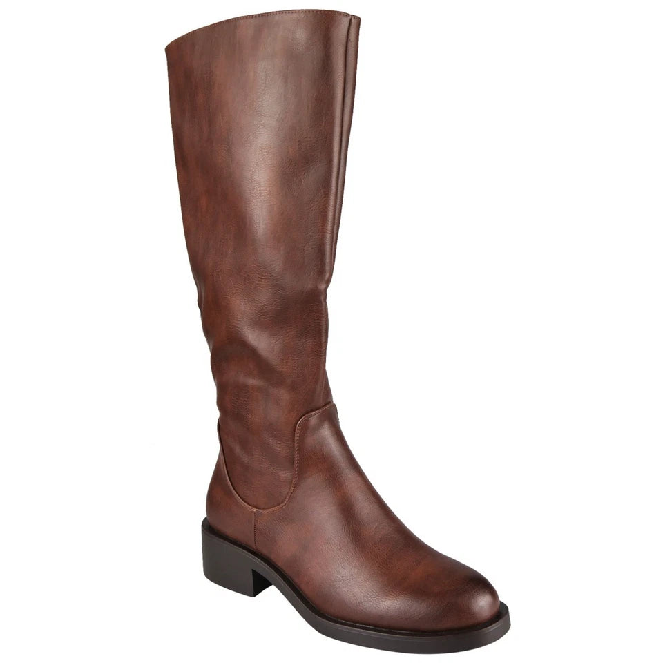 Ladies Mid Claf Boots Comfy Faux Leather Elastic Zip Womens Casual Warm Lined Winter Shoes