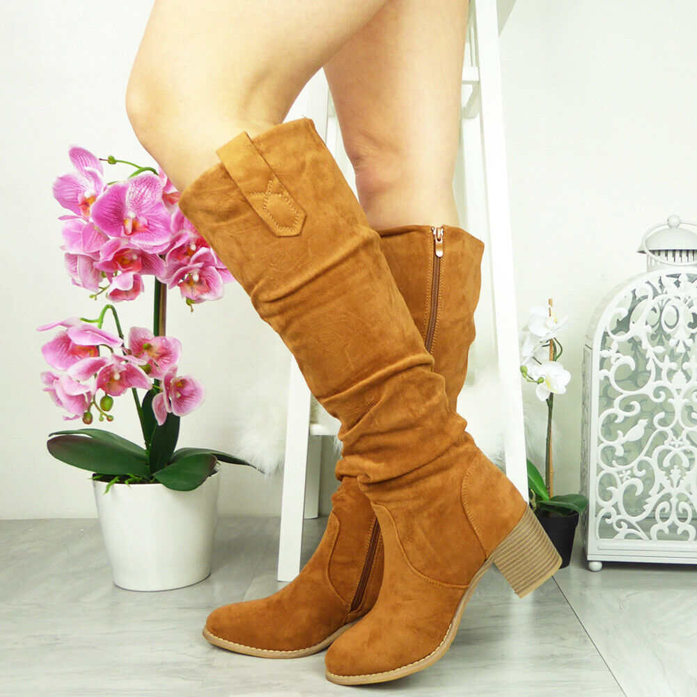 MOROS Camel Mid Calf Faux Fur Zip Boots