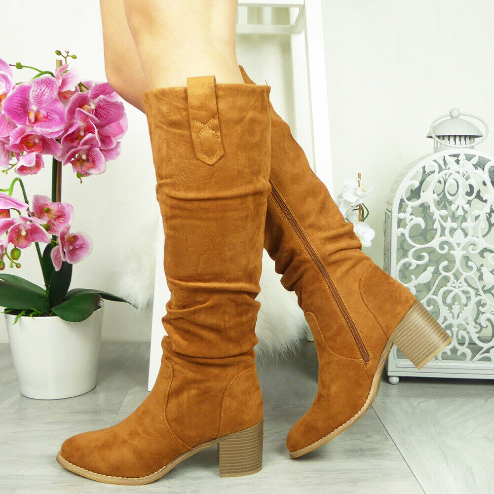 MOROS Camel Mid Calf Faux Fur Zip Boots