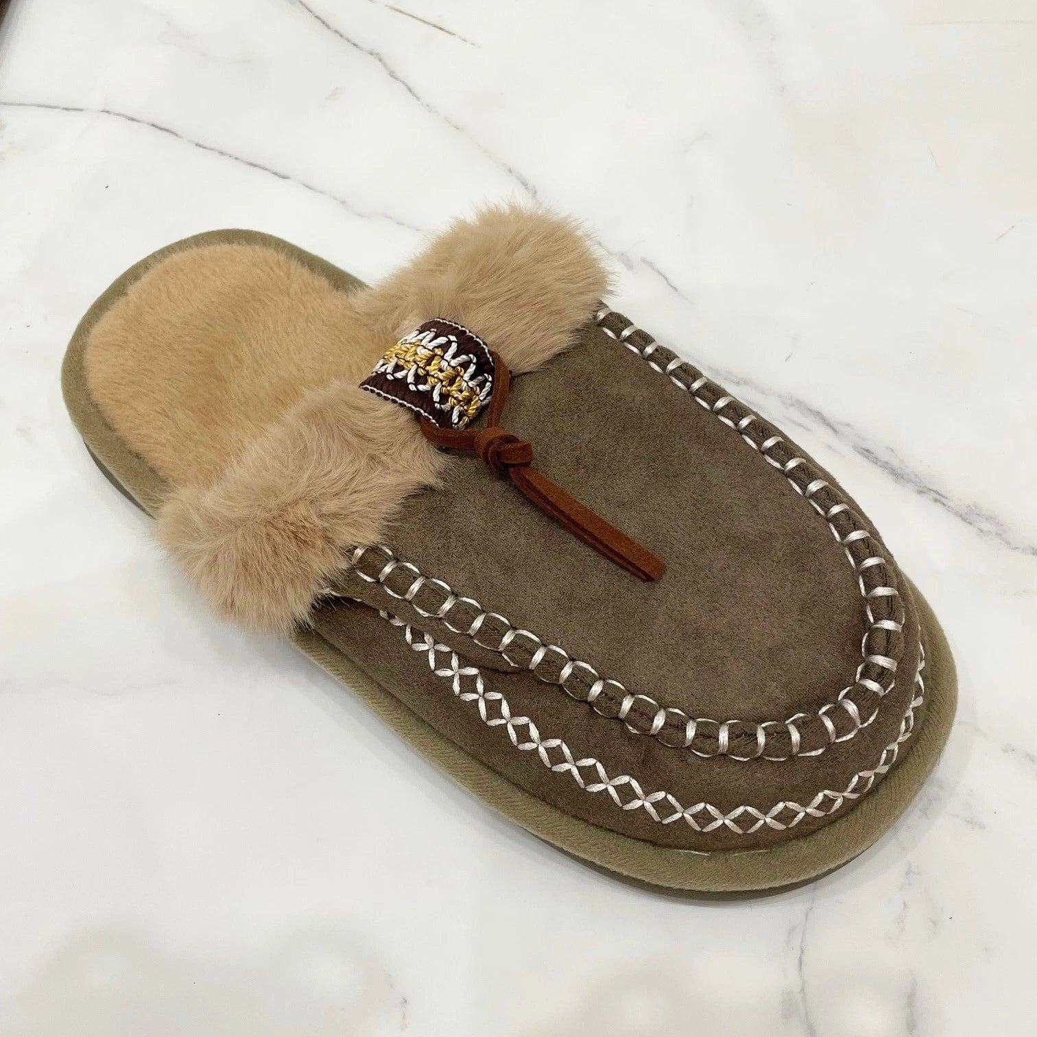 Ladies Faux Fur Lined Shoes In Out Door Slippers