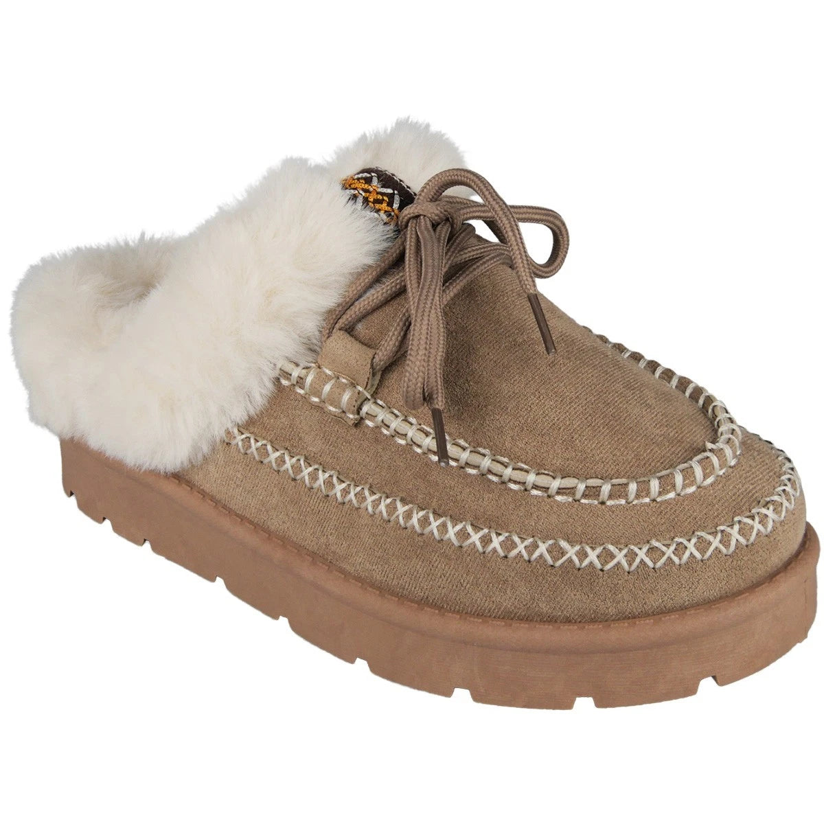 Ladeis Faux Fur Slip on Slippers In Out Door Warm Shoes