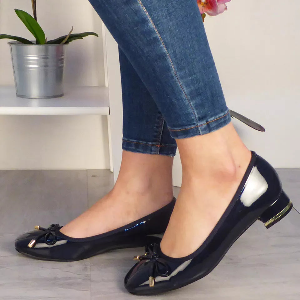 VINA Navy Court Work Mid Heel Shoes