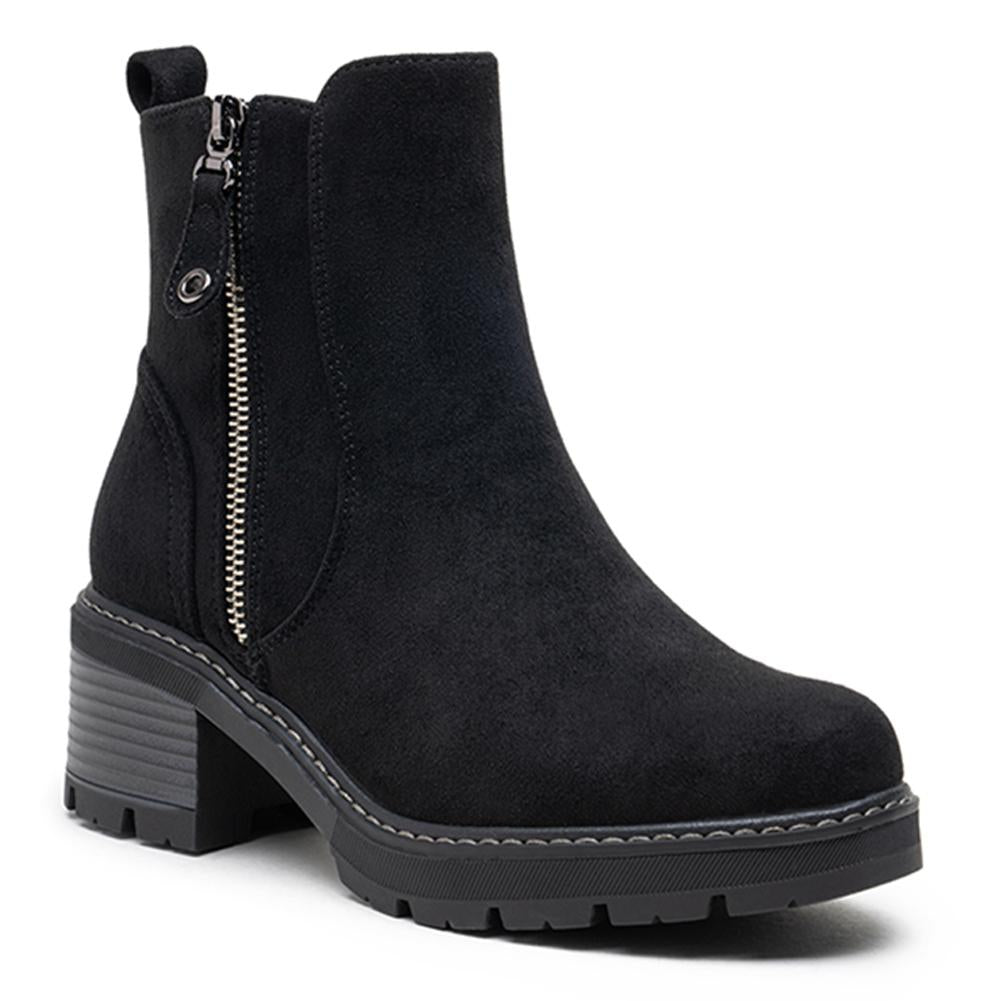 Women's Suede Chunky Ankle Boots with Low Heel
