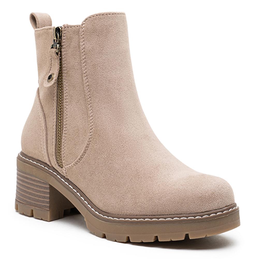 Women's Suede Chunky Ankle Boots with Low Heel
