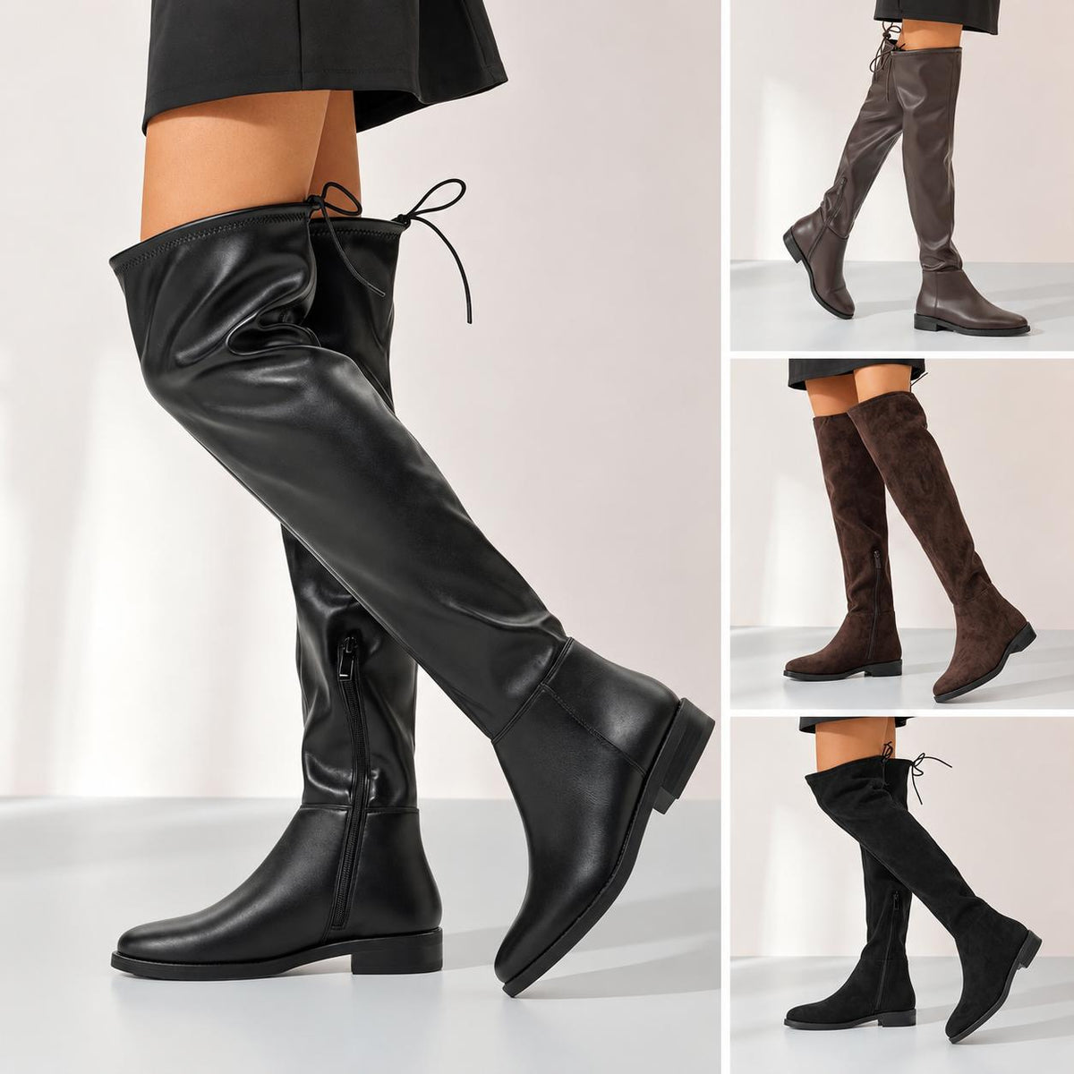 LoudLook Women’s Over The Knee Lace Up Boots | Stylish Comfortable Winter Footwear