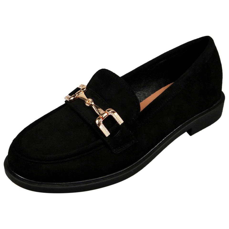 SINELLA Black Loafers Work School Slip On Shoes