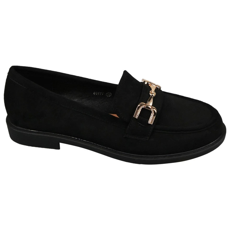 SINELLA Black Loafers Work School Slip On Shoes