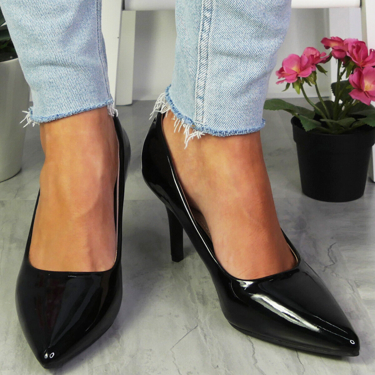ROSSIEE Black Court Work Party High Heel Shoes
