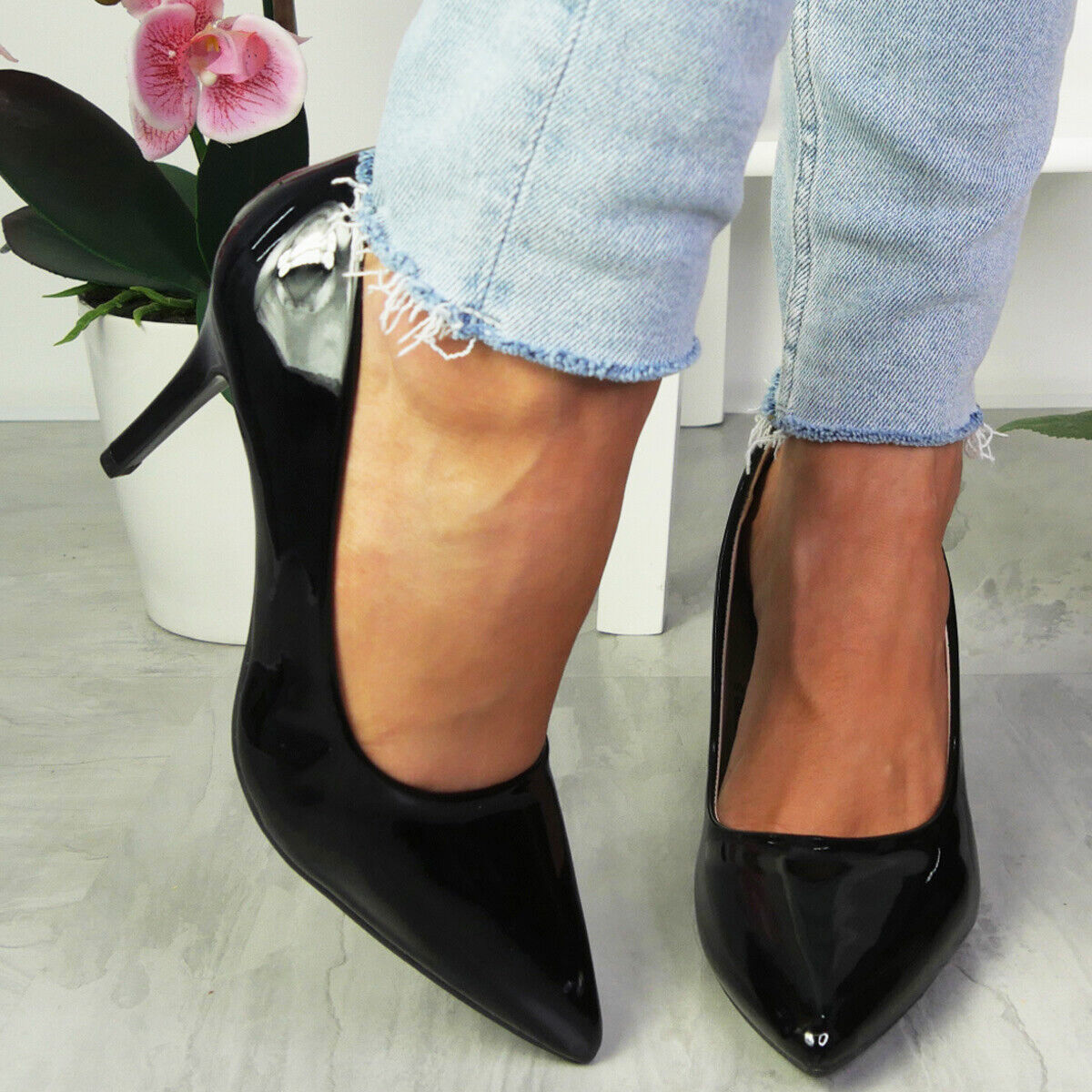 ROSSIEE Black Court Work Party High Heel Shoes