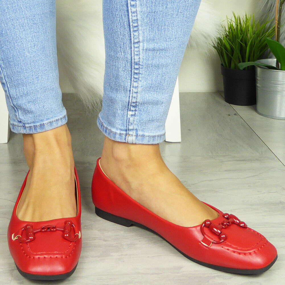 ZORA Red Loafers Cushion Flat Shoes