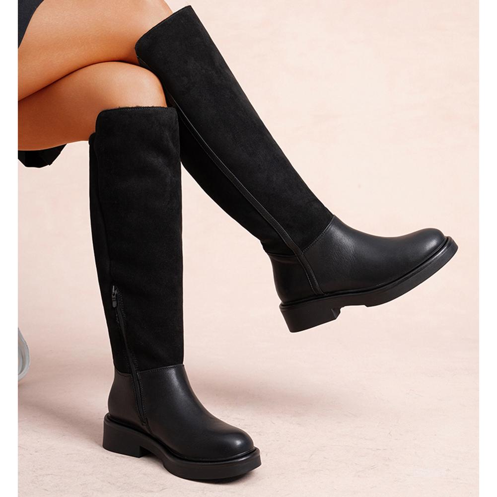 LoudLook Women’s Two-Tone Knee-High Boots with Side Zip