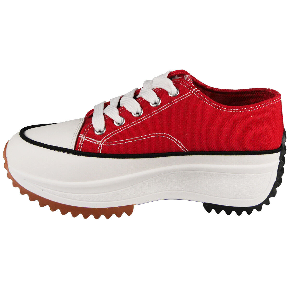 VIOLA Red Canvas Platform Lace Up Sneakers Shoes