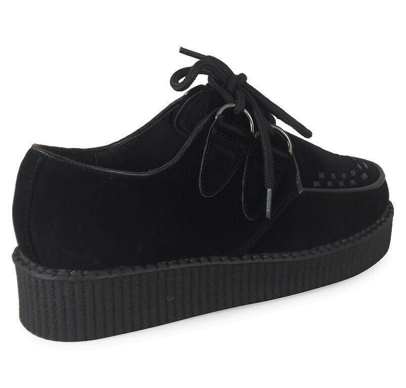 Sage Black Lace Up Creepers Trainer Shoes