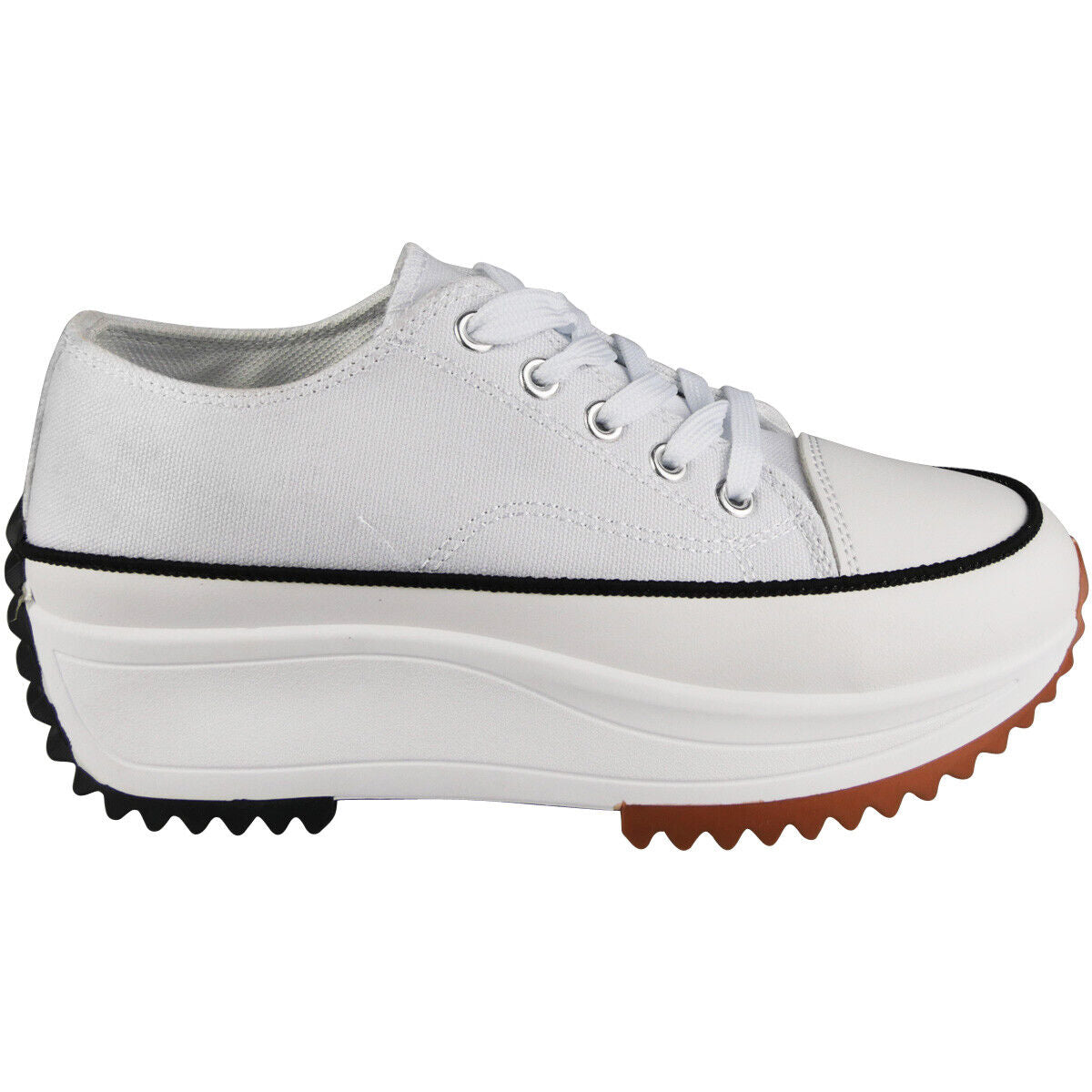 VIOLA White Canvas Platform Lace Up Sneakers Shoes