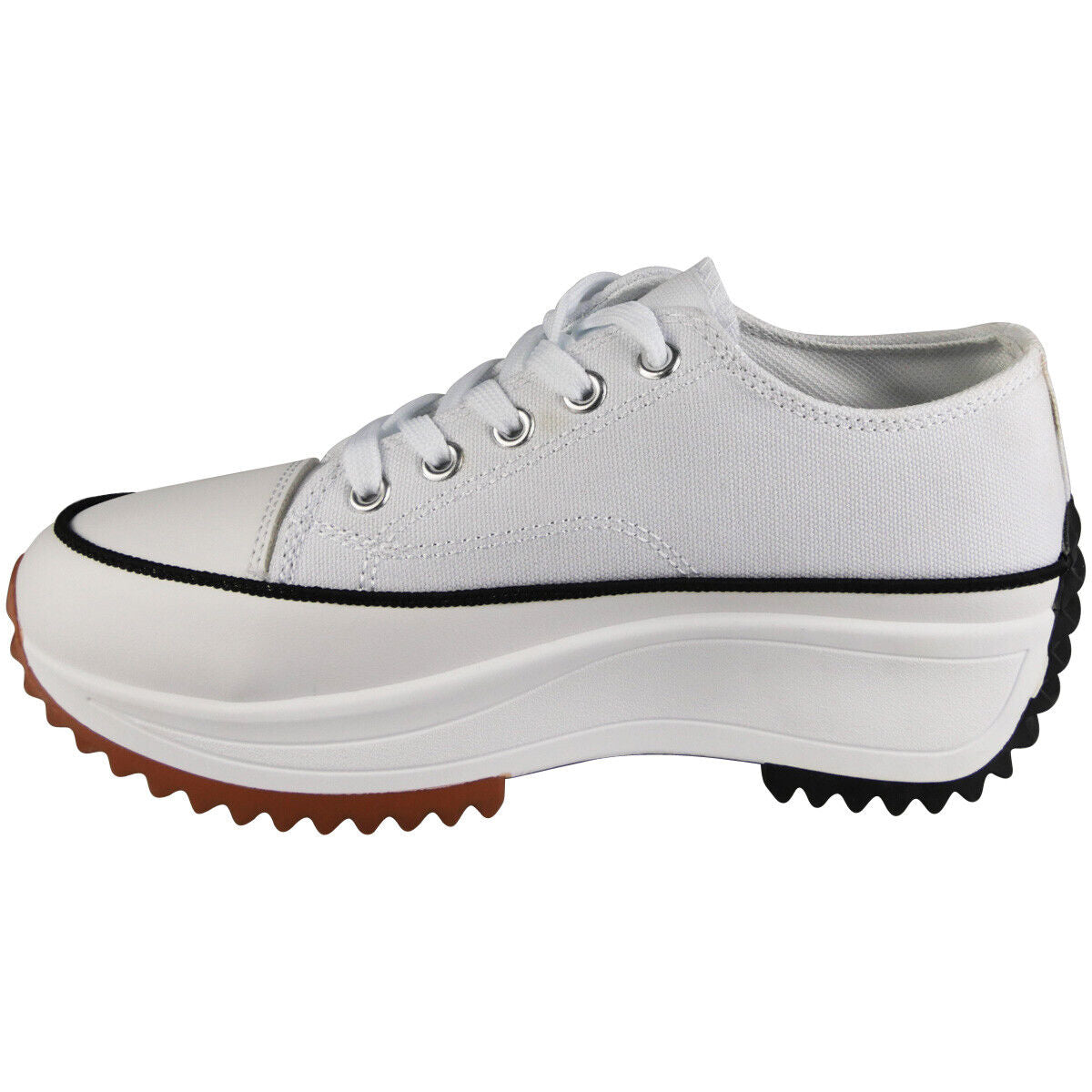 VIOLA White Canvas Platform Lace Up Sneakers Shoes